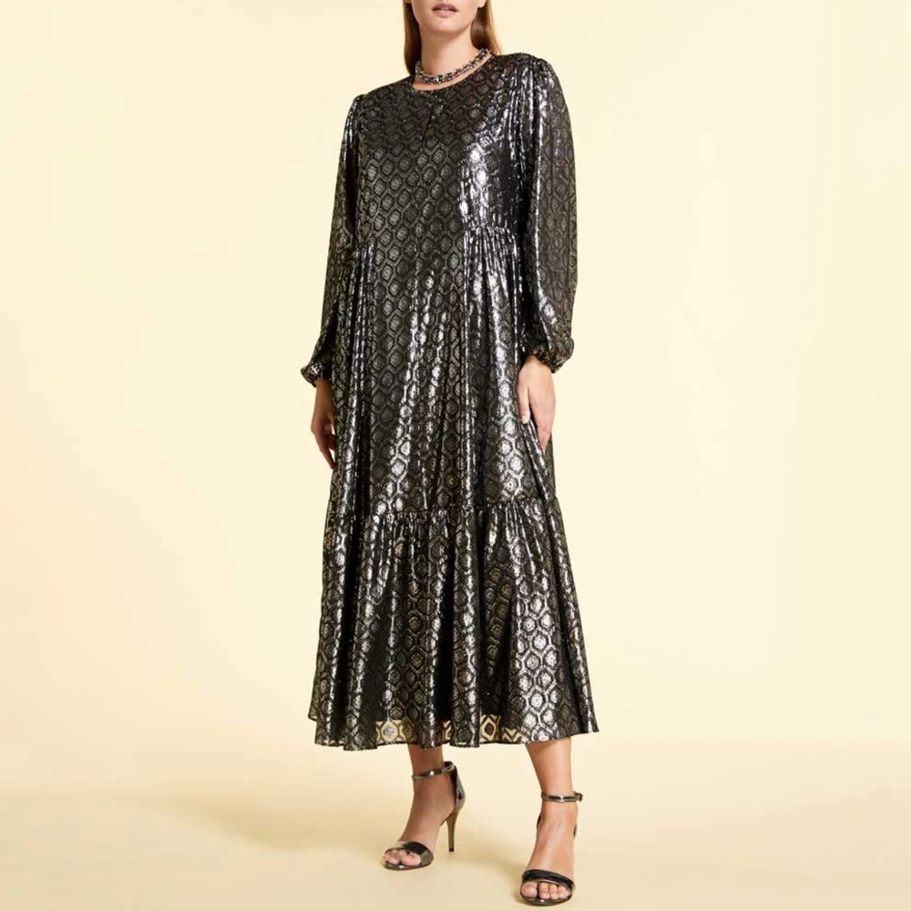 NWT MARINA RINALDI Jacquard Dress PLUS Party A - Line Dress Size 14